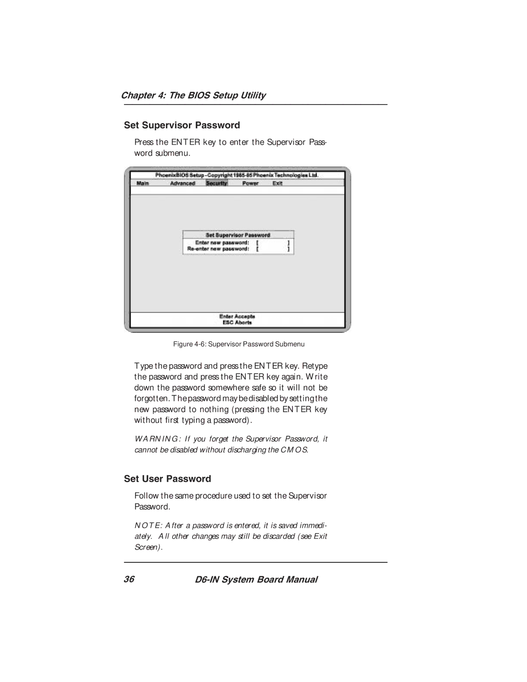 Star Micronics D6-IN manual Set Supervisor Password, Set User Password 