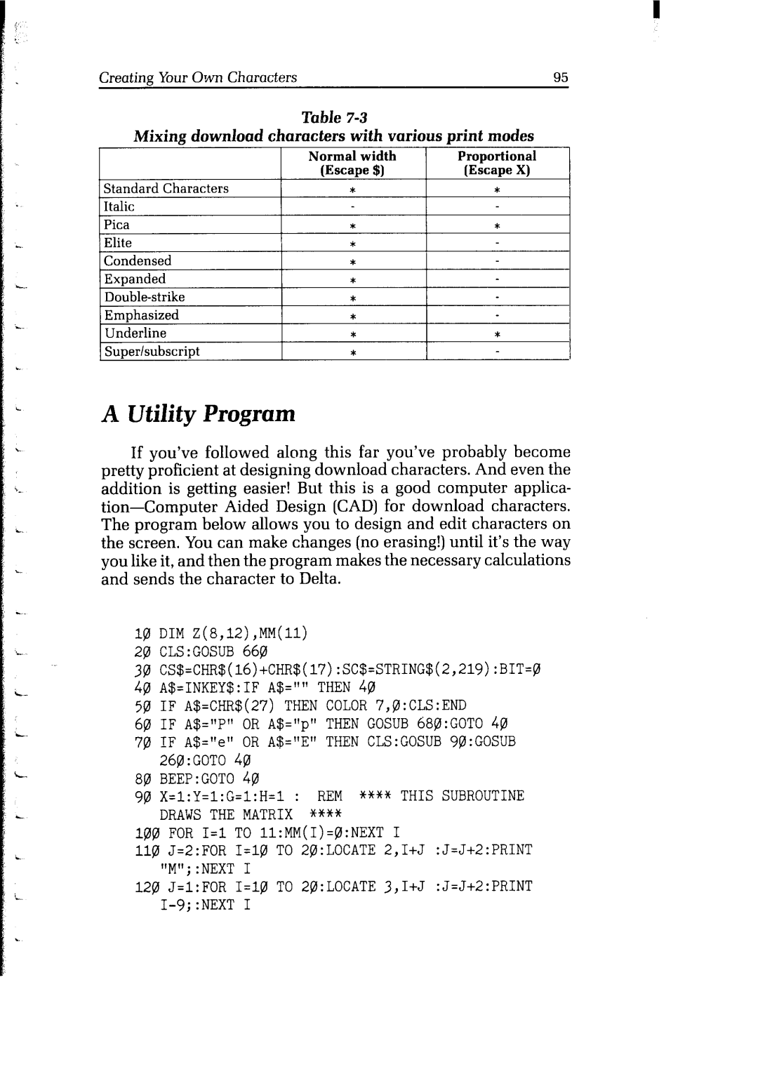 Star Micronics Delta user manual Utility Program 