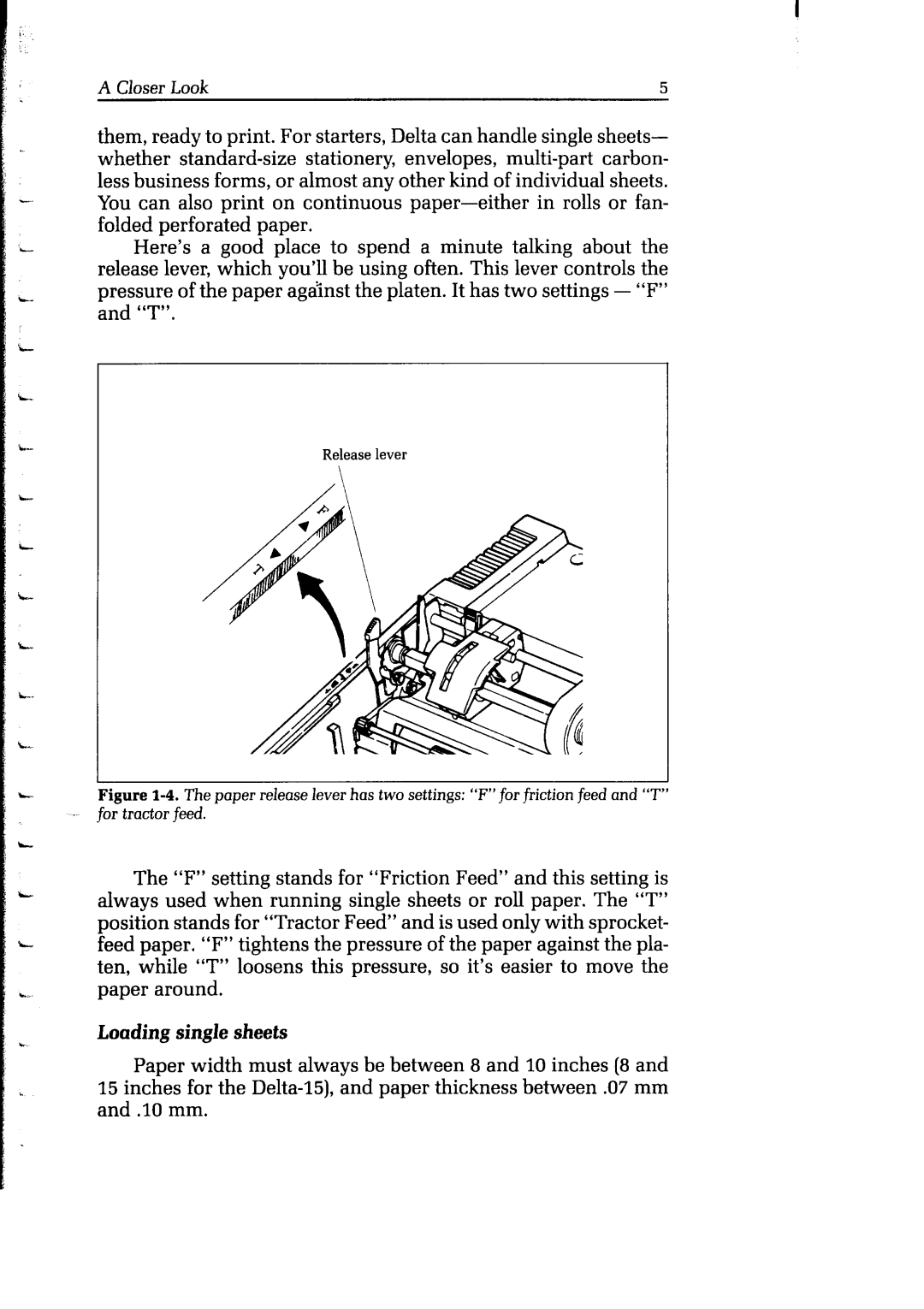 Star Micronics Delta user manual Loading single sheets 