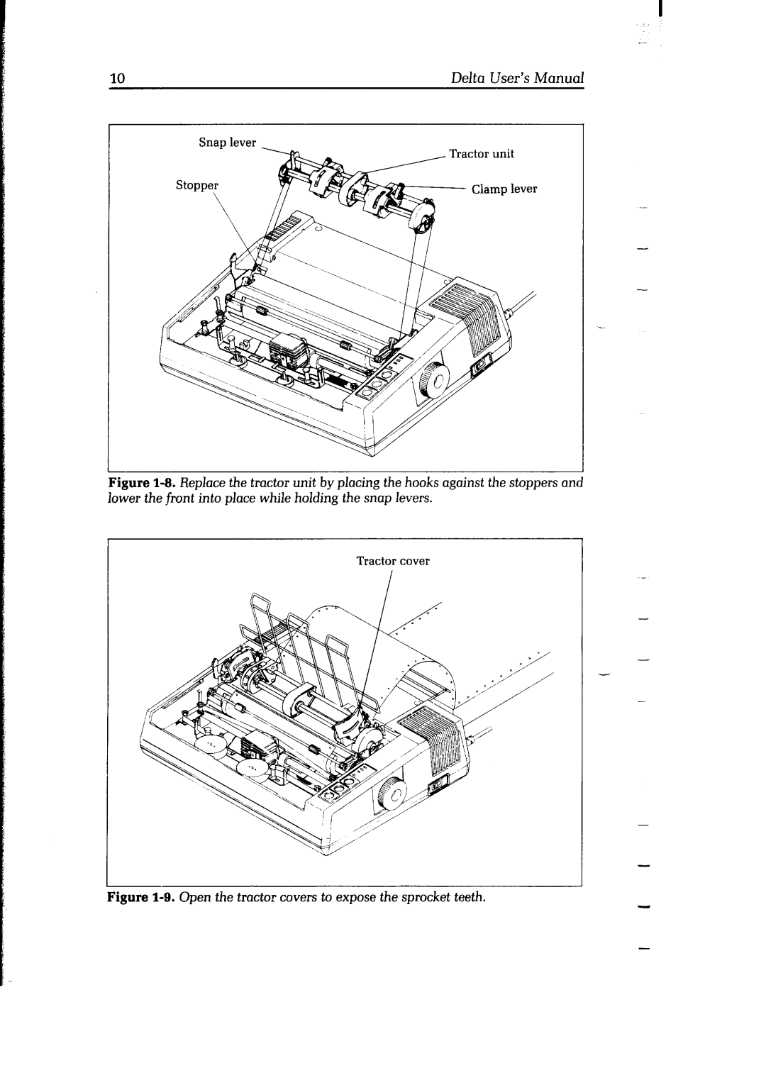 Star Micronics Delta user manual Open the tractor covers to expose the sprocket teeth 