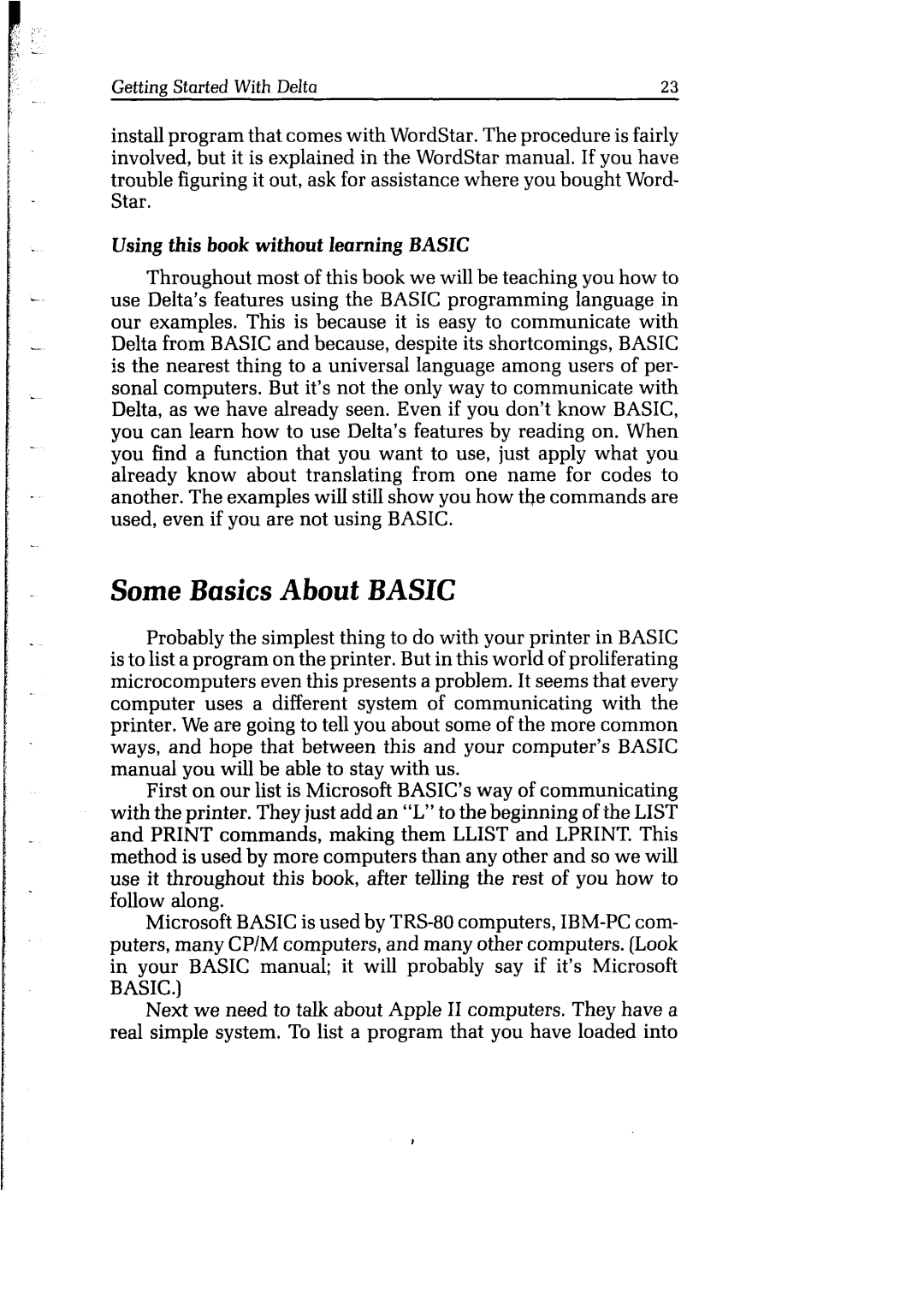 Star Micronics user manual Getting Started With Delta, Using this book without learning Basic 