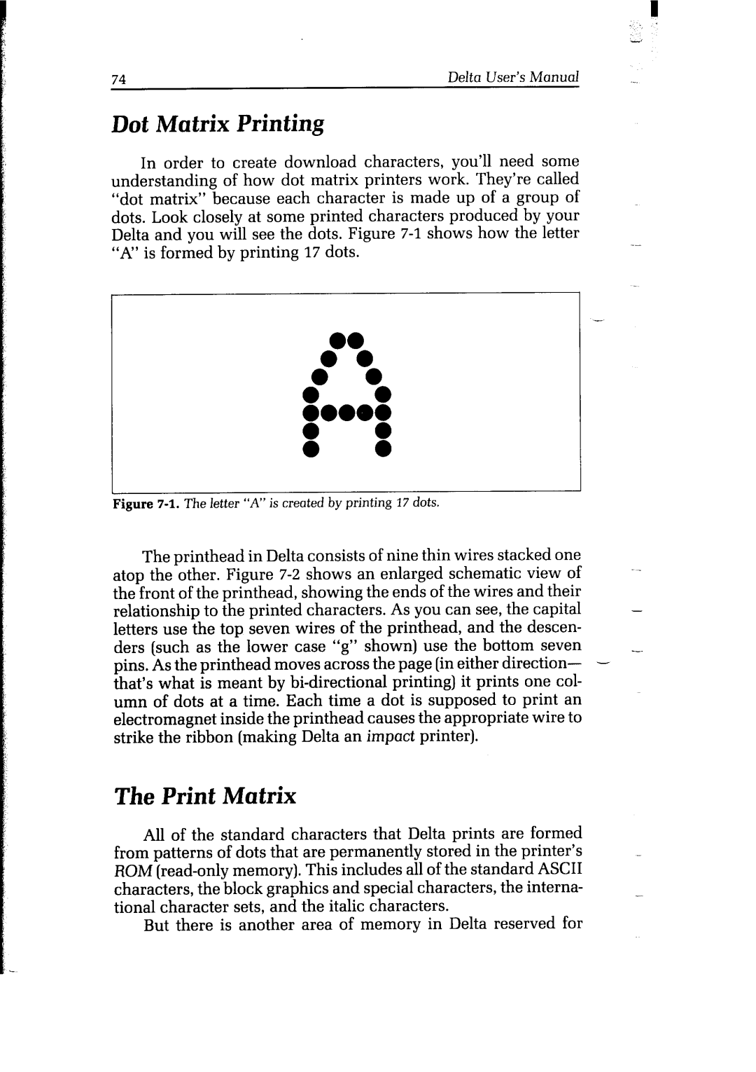 Star Micronics Delta user manual Dot Matrix Printing 