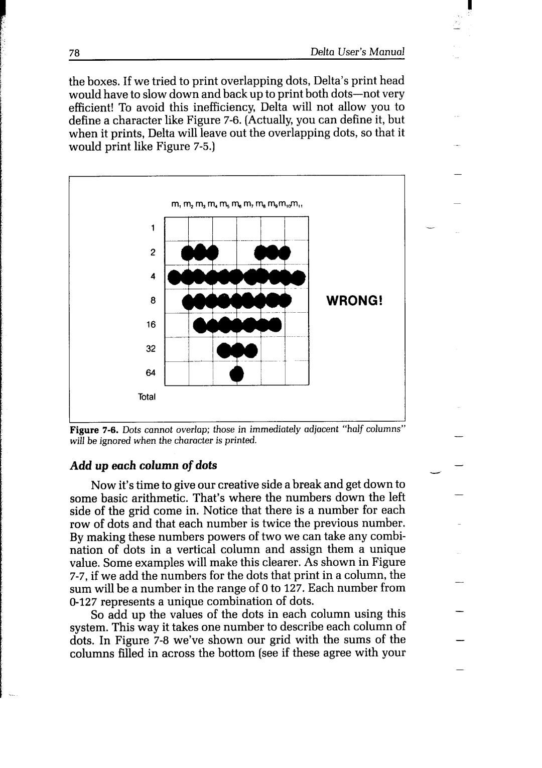 Star Micronics Delta user manual 8WRONG, Add up each column of dots 