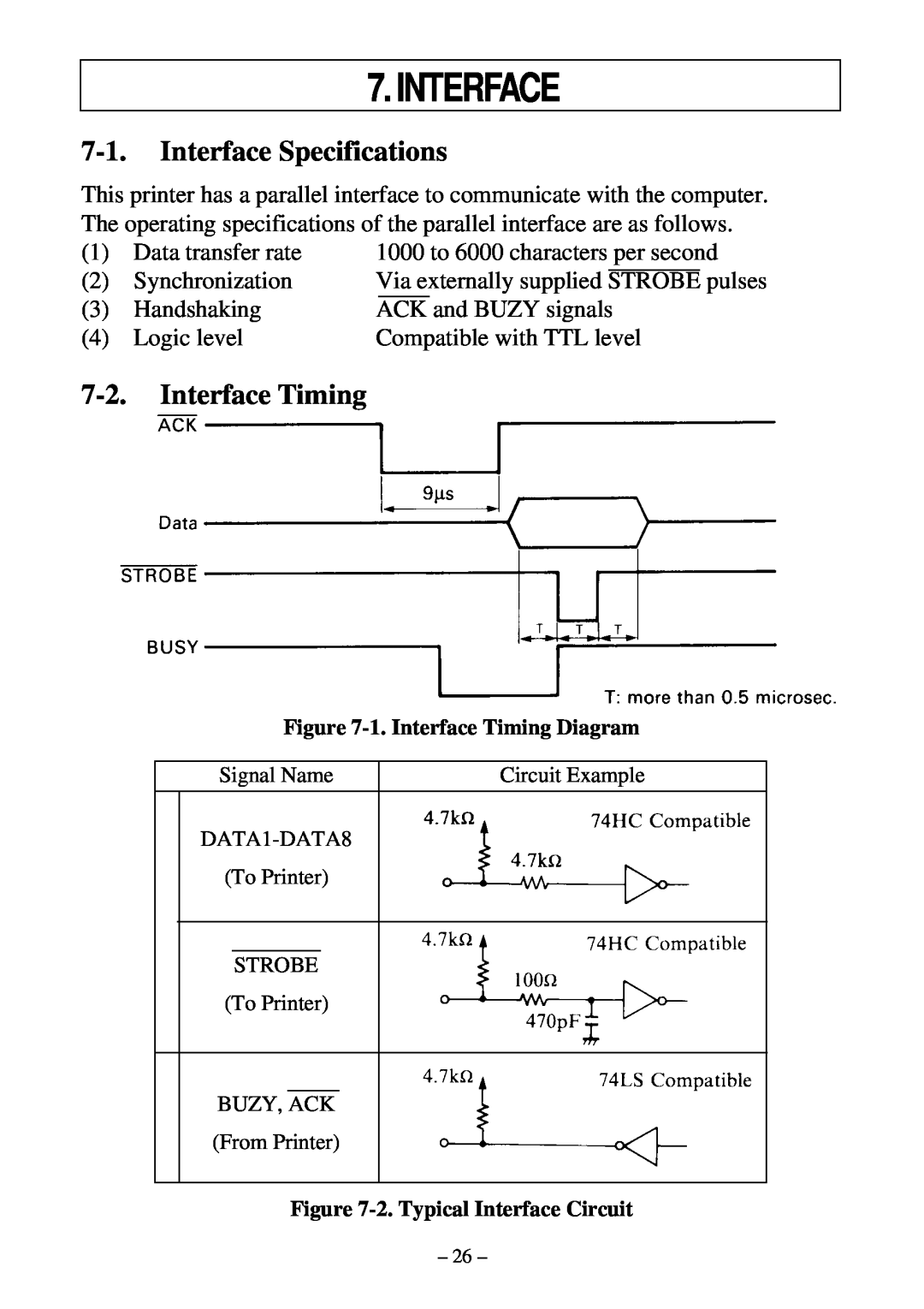 Star Micronics DP8340 user manual Interface Specifications, Interface Timing 