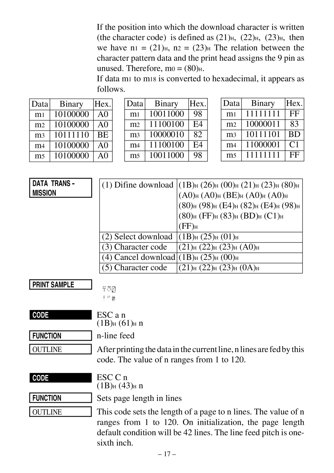 Star Micronics DP8340 user manual Print Sample 