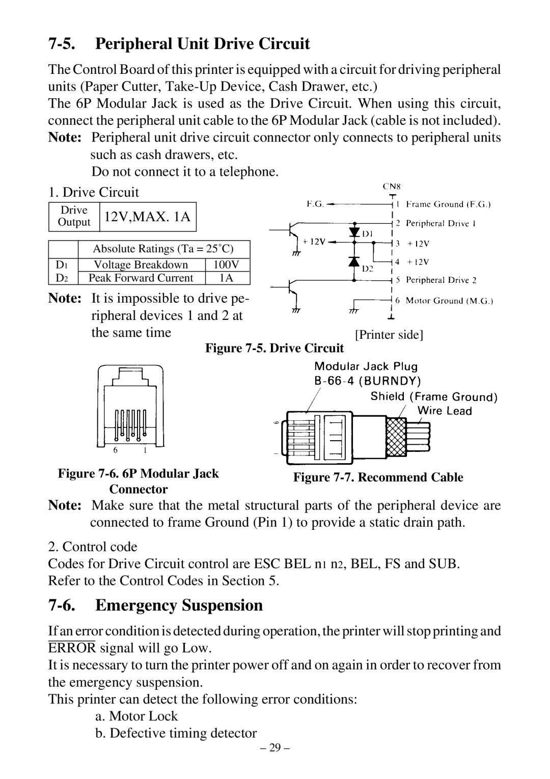 Star Micronics DP8340 user manual Peripheral Unit Drive Circuit, Emergency Suspension 