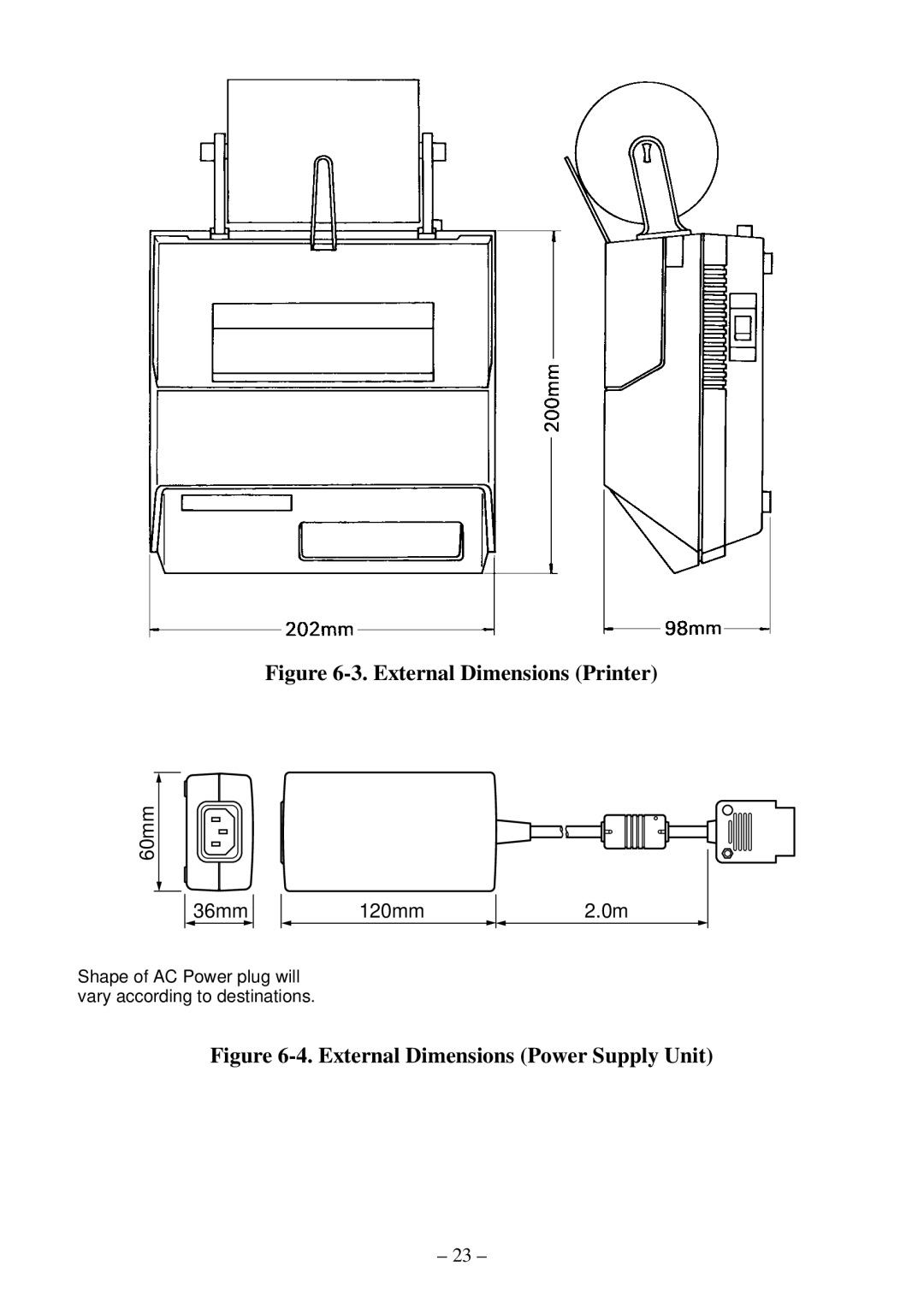 Star Micronics DP8340R user manual External Dimensions Printer 