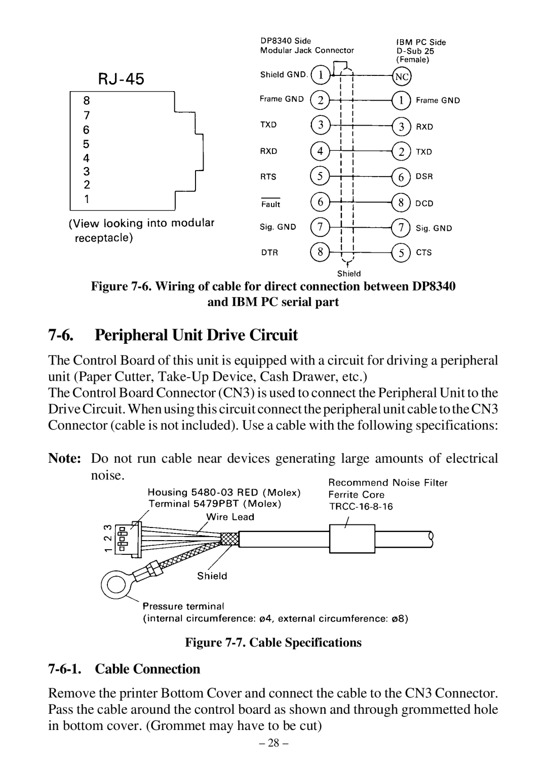 Star Micronics DP8340R user manual Peripheral Unit Drive Circuit, Cable Connection 