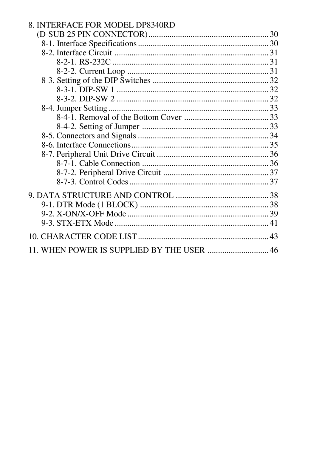 Star Micronics DP8340R user manual RS-232C Current Loop Setting of the DIP Switches DIP-SW 