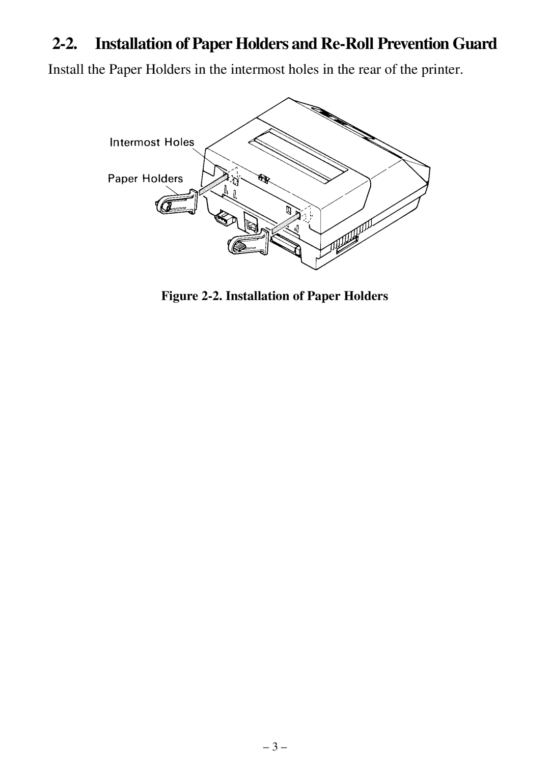 Star Micronics DP8340R user manual Installation of Paper Holders and Re-Roll Prevention Guard 