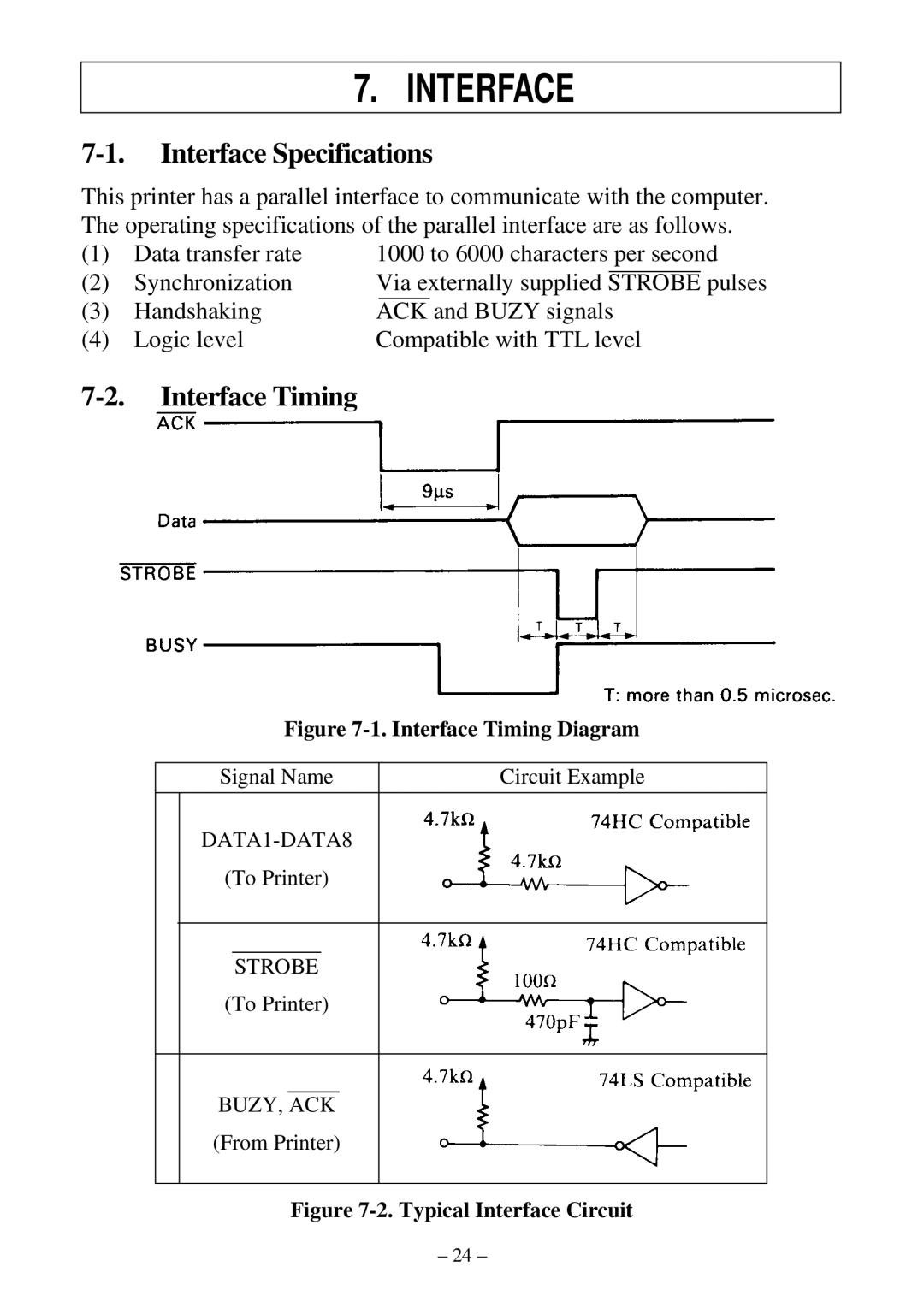 Star Micronics DP8340RC user manual Interface Specifications, Interface Timing 