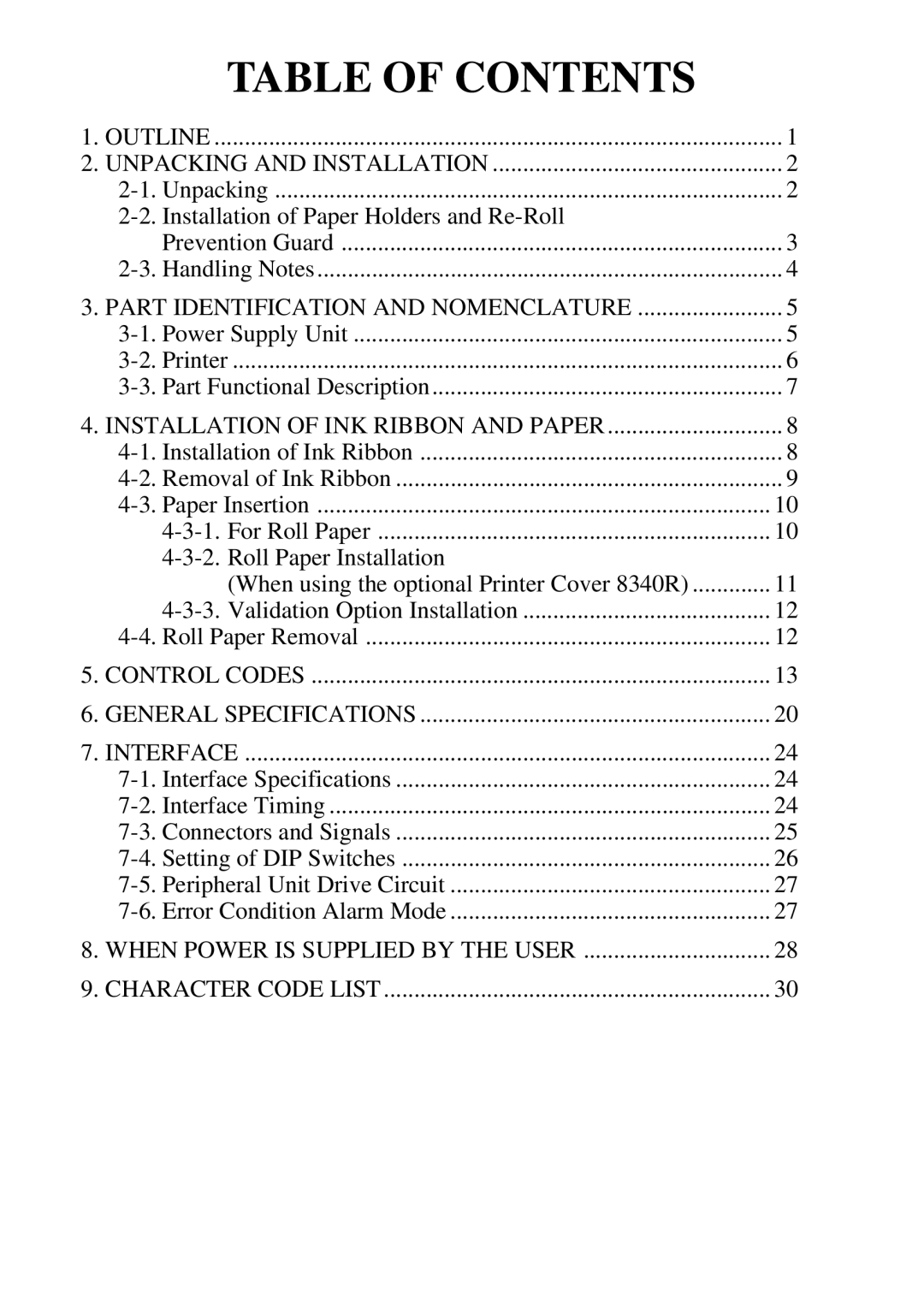 Star Micronics DP8340RC user manual Table of Contents 