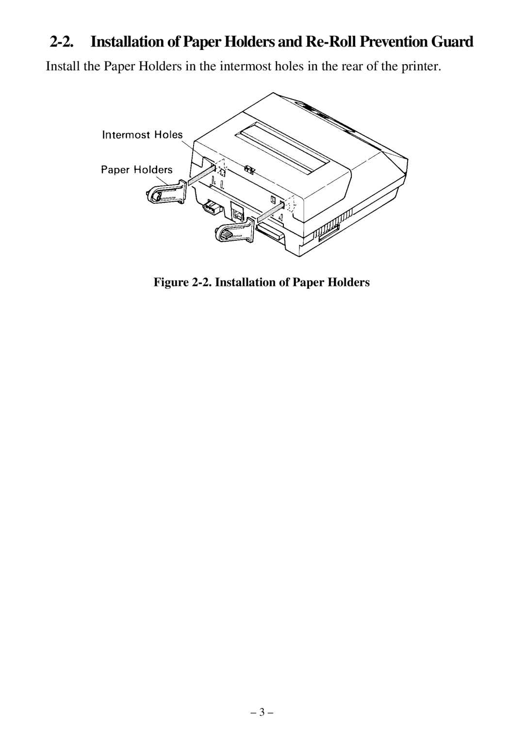 Star Micronics DP8340RC user manual Installation of Paper Holders and Re-Roll Prevention Guard 