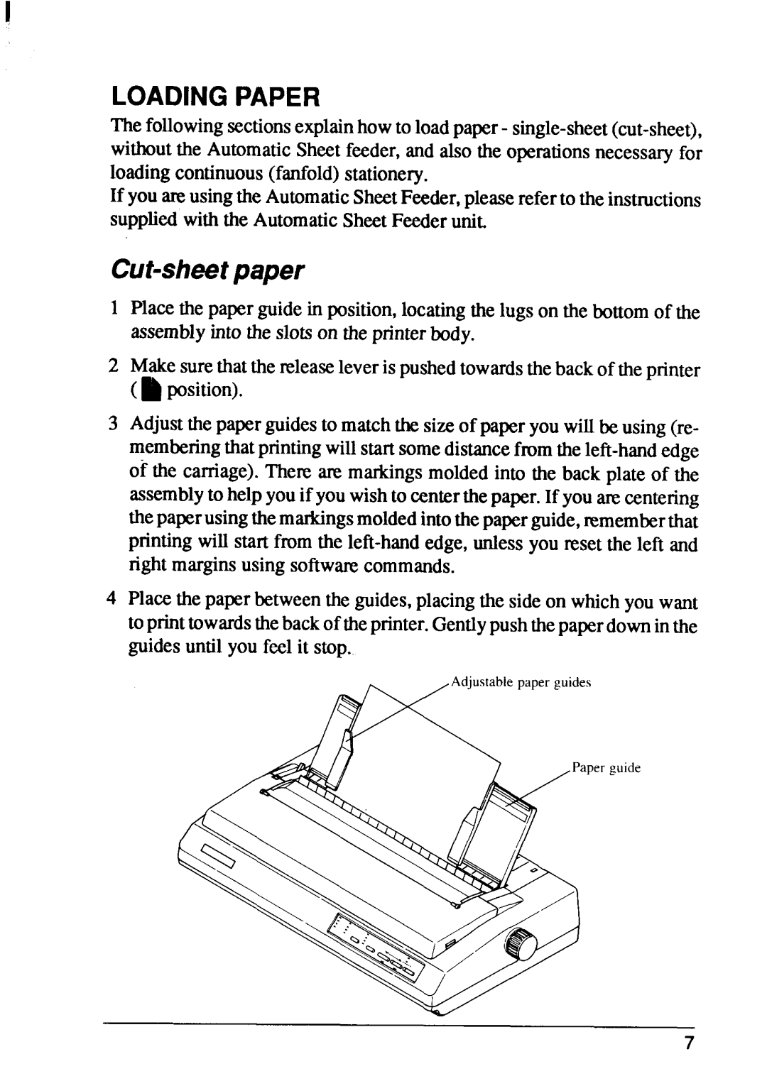 Star Micronics FR-15, FR-10 manual Loadingpaper, Cut-sheetpaper 