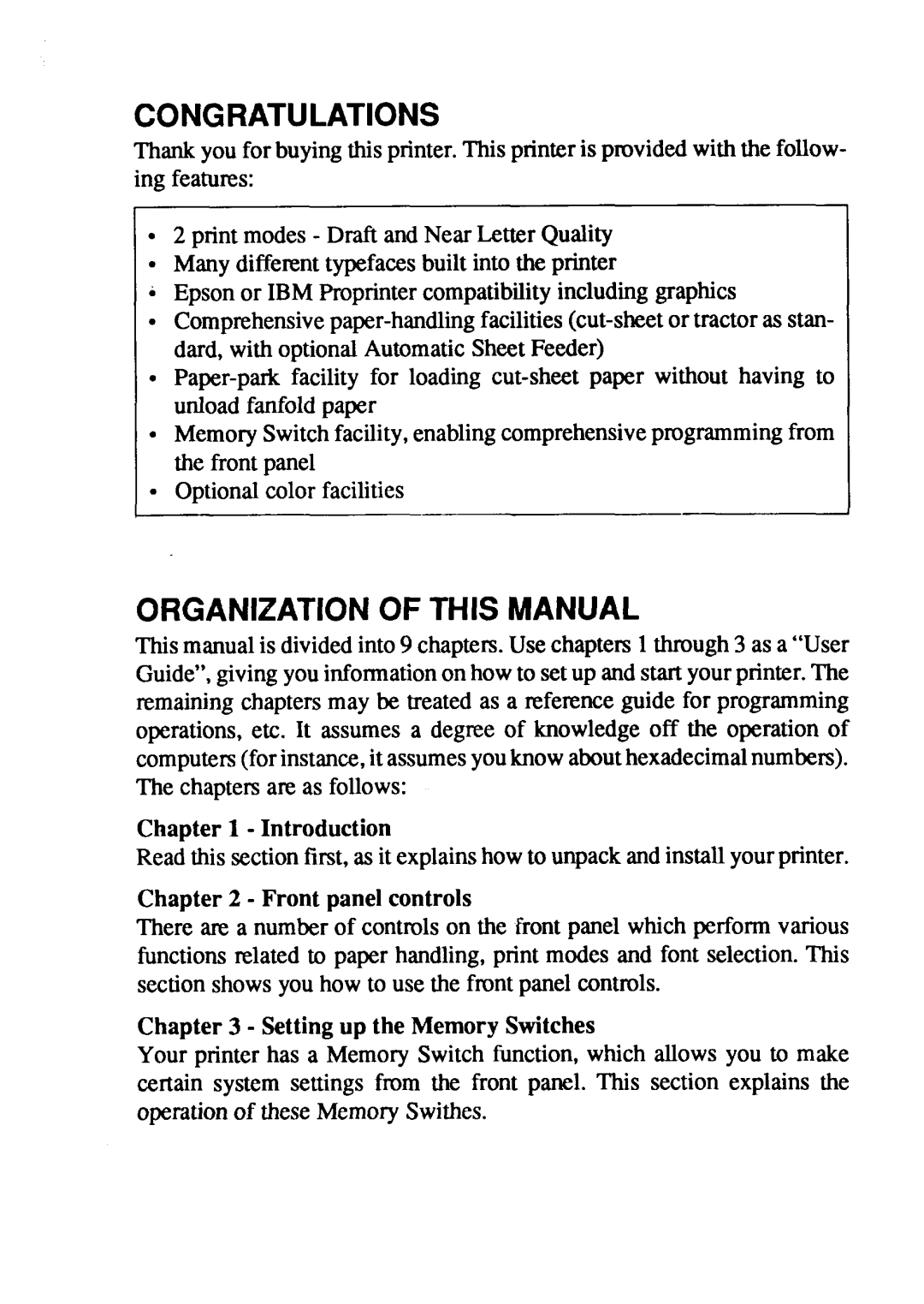 Star Micronics FR-15, FR-10 manual Organizationof this Manual 