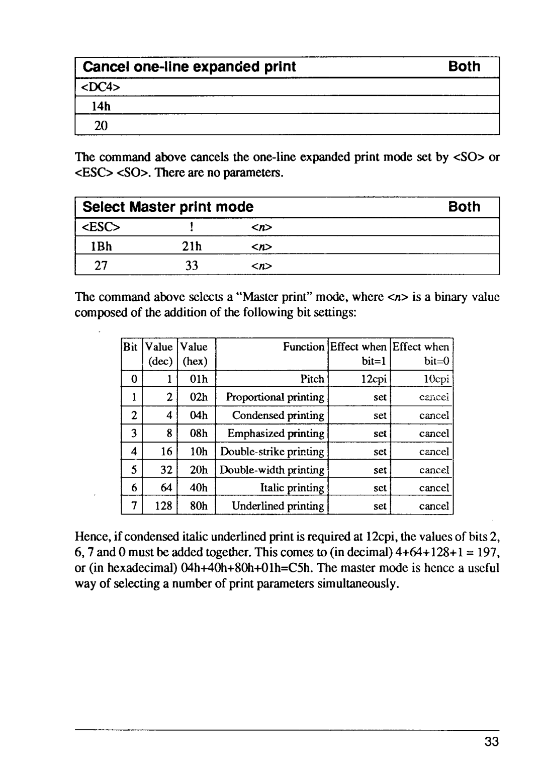 Star Micronics FR-15, FR-10 manual Cancelone-lineexpandedprint Both, Select Masterprint mode Both 