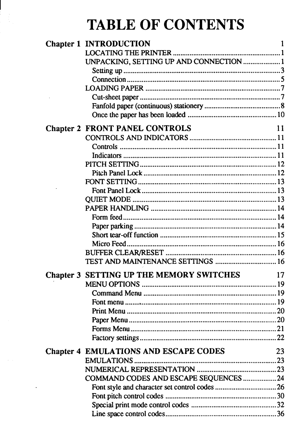 Star Micronics FR-15, FR-10 manual Tableof Contents 