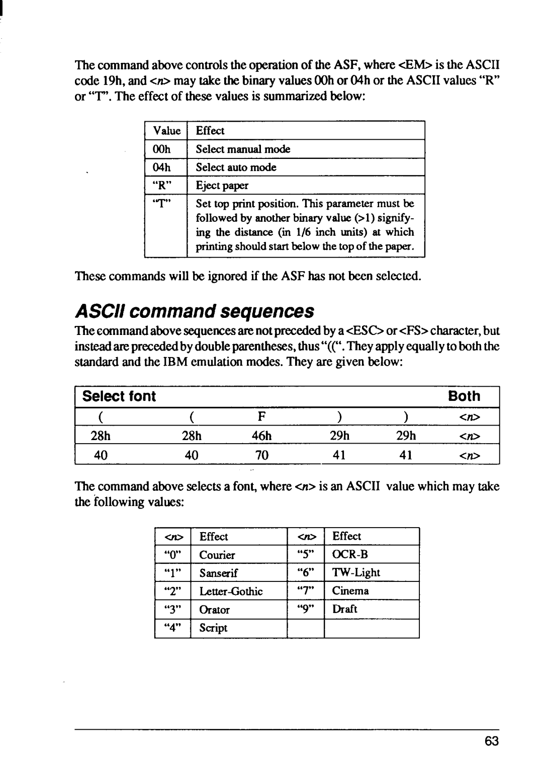 Star Micronics FR-15, FR-10 manual Ascii commandsequences, Selectautomode 