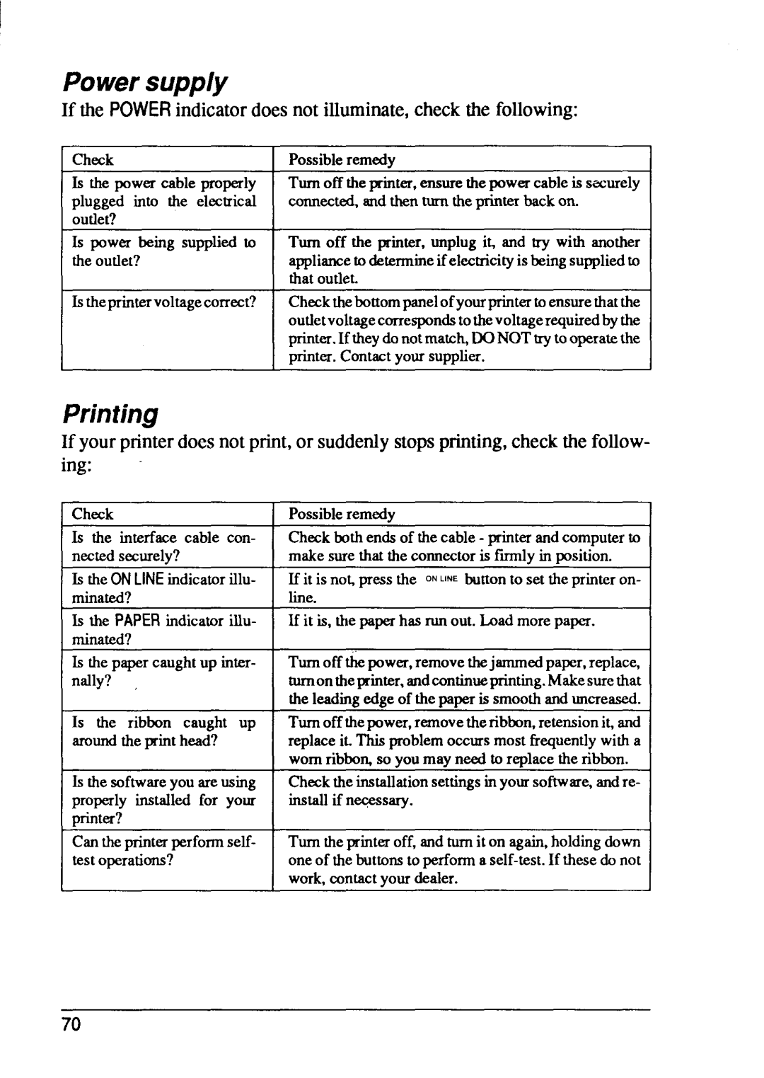 Star Micronics FR-10, FR-15 manual Powersupply, Printjng 