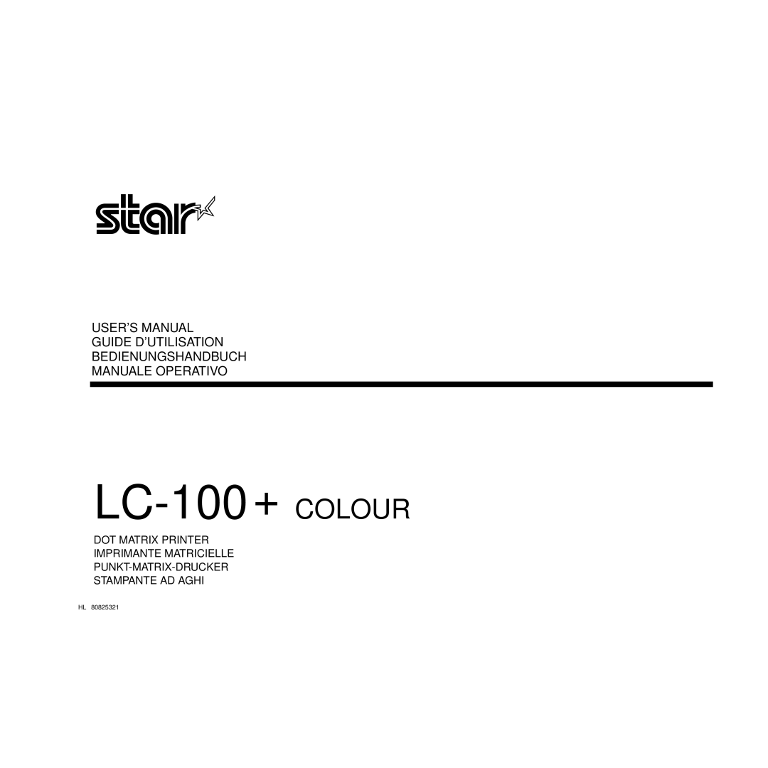 Star Micronics HL 80825321 user manual LC-100 + Colour 