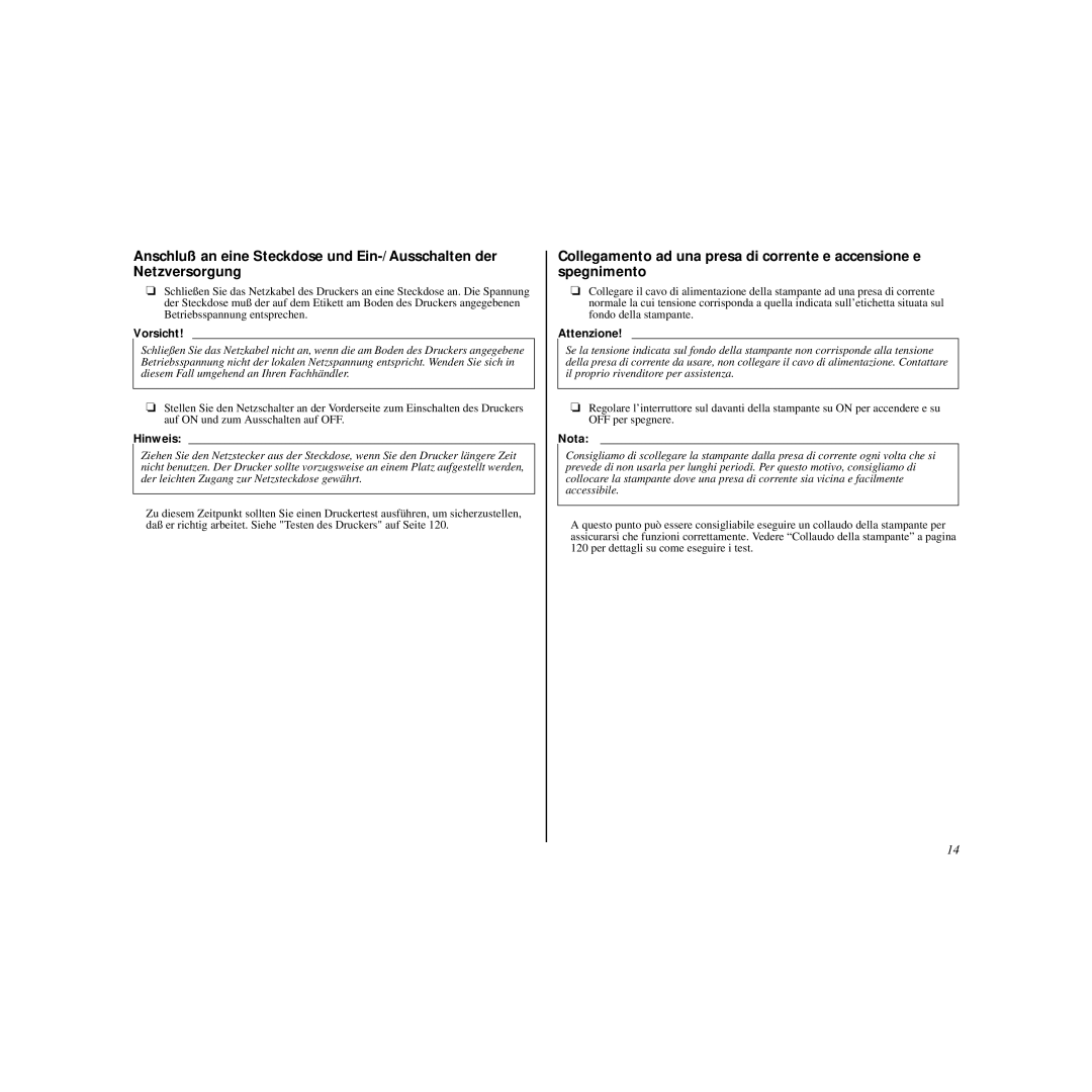 Star Micronics HL 80825321 user manual Vorsicht 