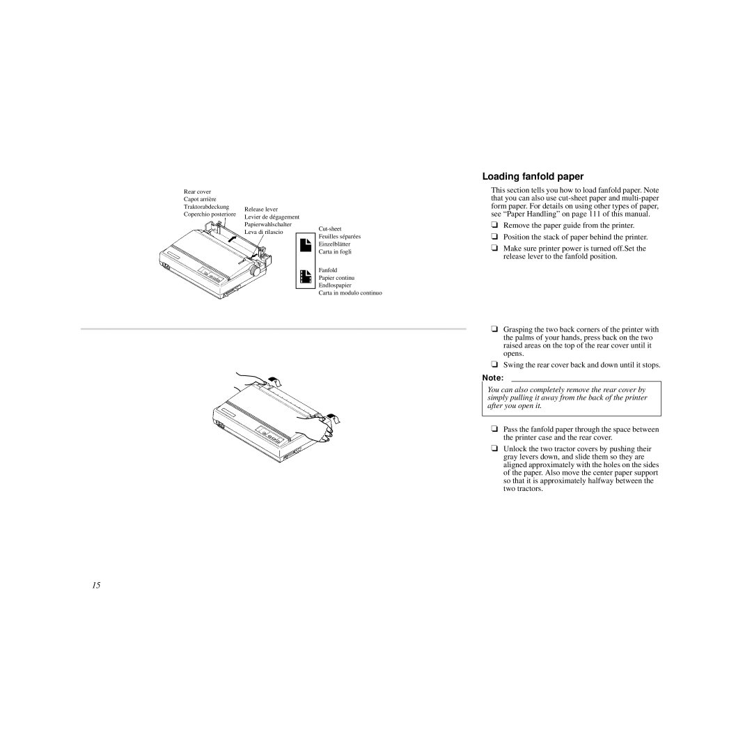 Star Micronics HL 80825321 user manual Loading fanfold paper 