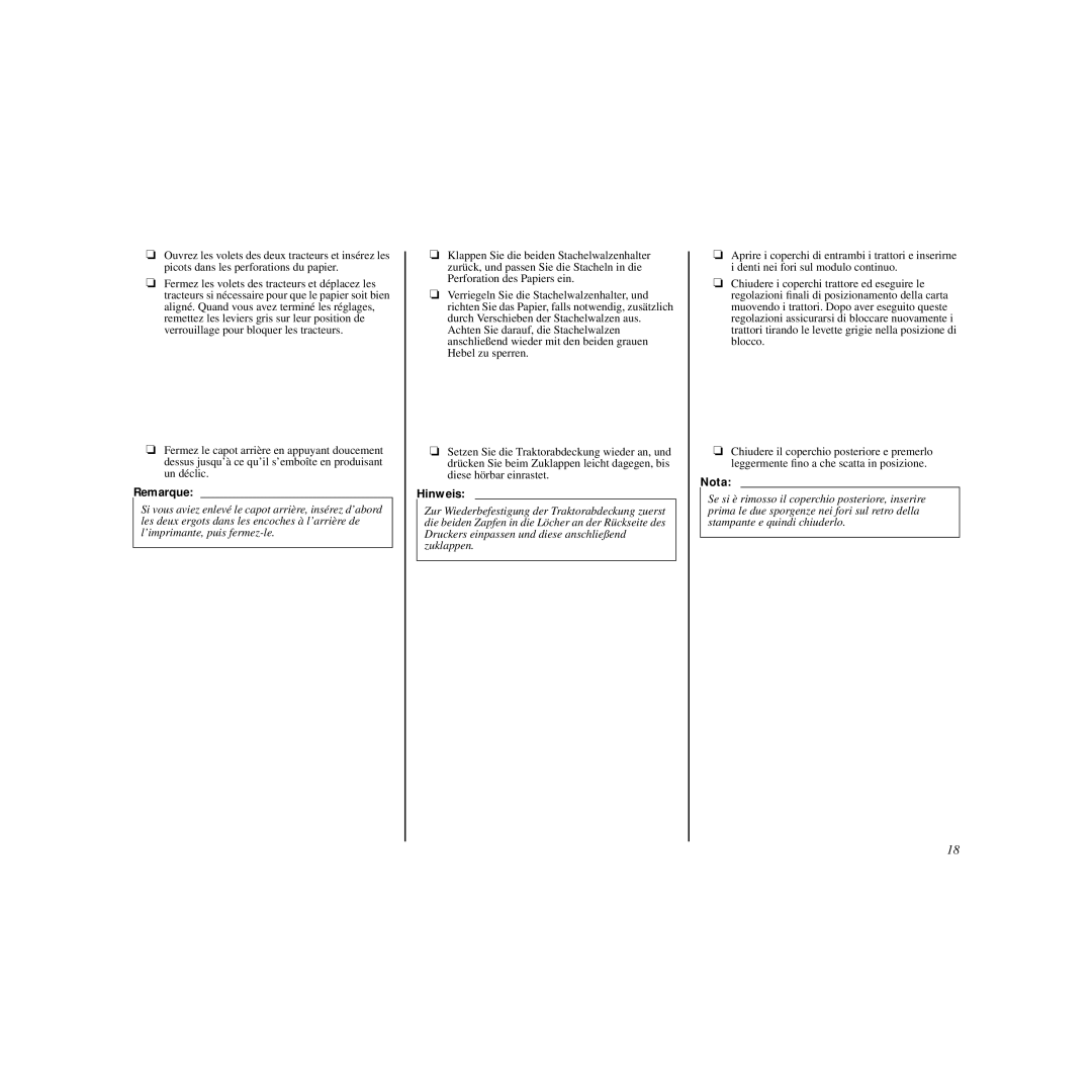 Star Micronics HL 80825321 user manual Remarque 