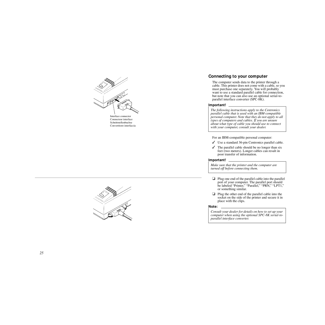 Star Micronics HL 80825321 user manual Connecting to your computer 