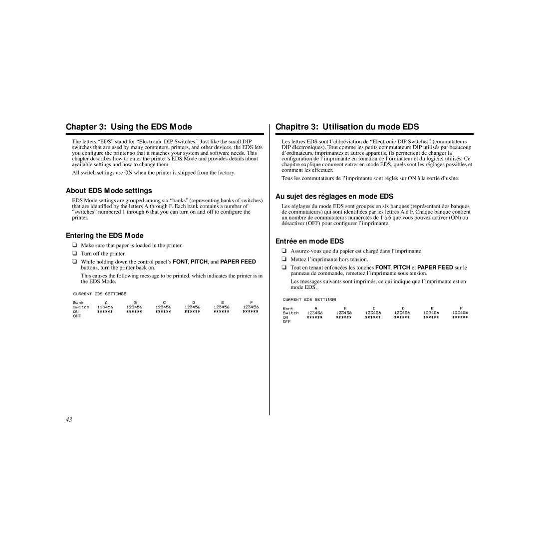 Star Micronics HL 80825321 user manual Using the EDS Mode, Chapitre 3 Utilisation du mode EDS 