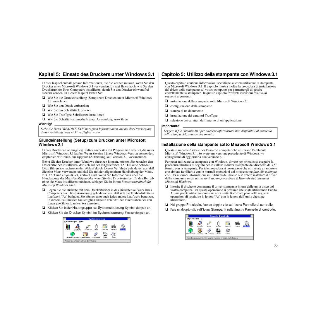 Star Micronics HL 80825321 Kapitel 5 Einsatz des Druckers unter Windows, Capitolo 5 Utilizzo della stampante con Windows 