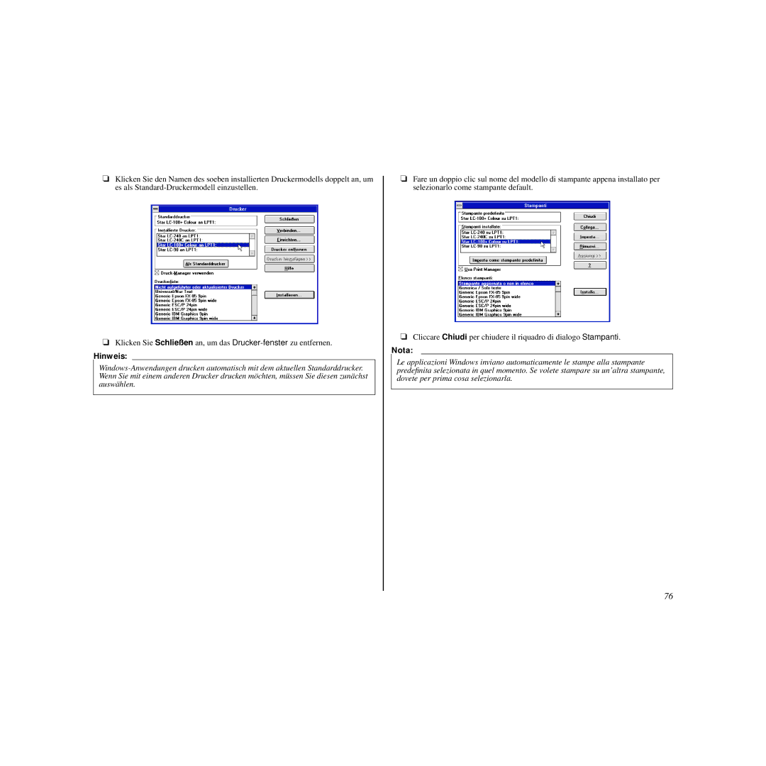 Star Micronics HL 80825321 user manual Hinweis 