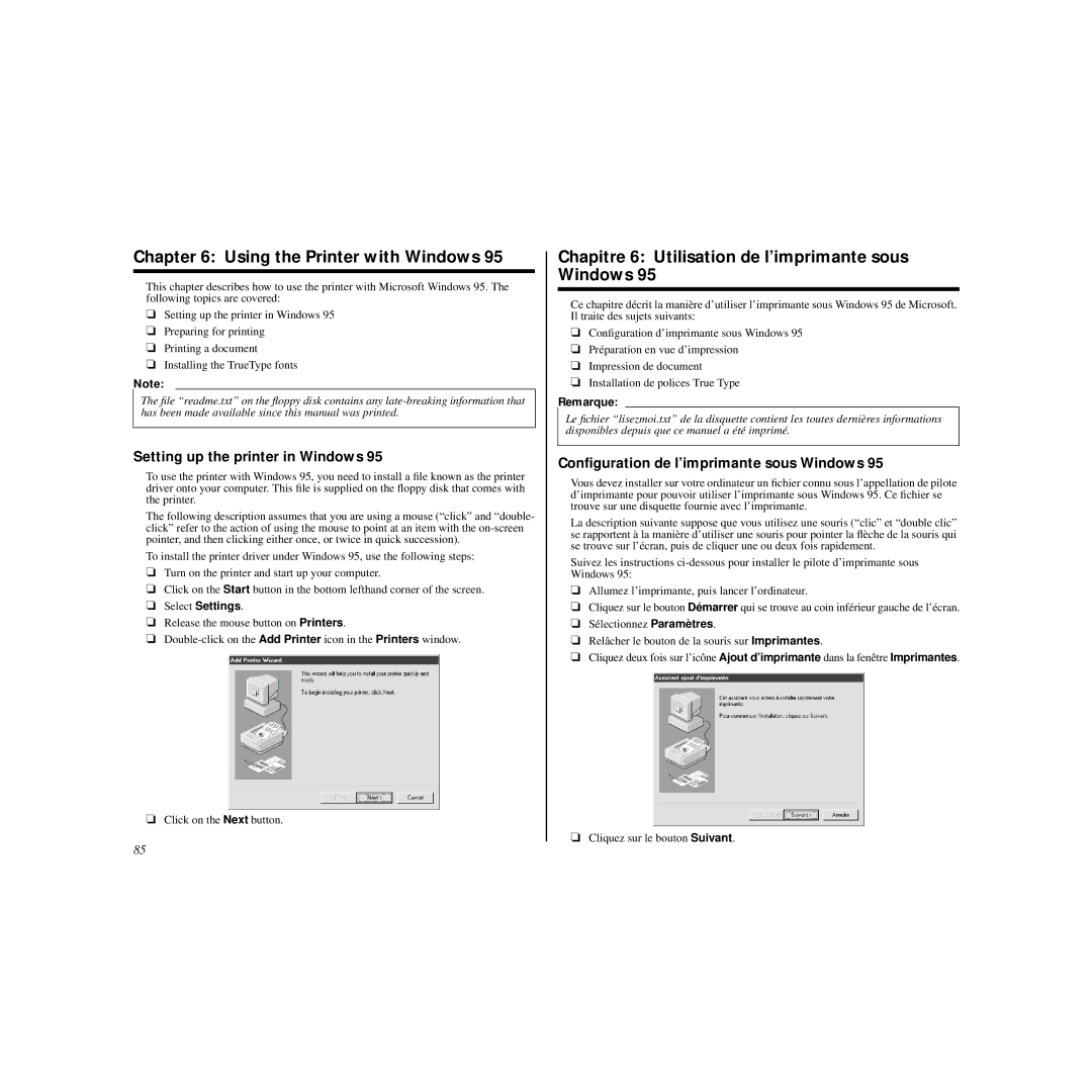 Star Micronics HL 80825321 Chapitre 6 Utilisation de l’imprimante sous Windows, Setting up the printer in Windows 