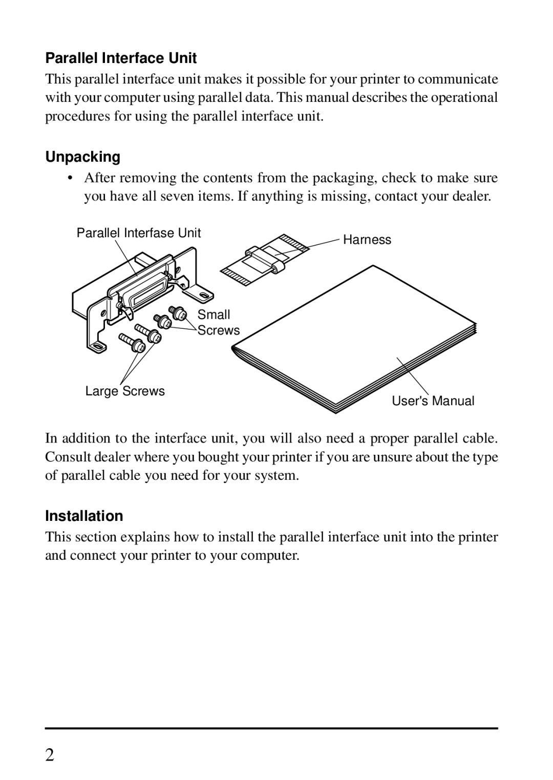 Star Micronics IP-NPC user manual Parallel Interface Unit 