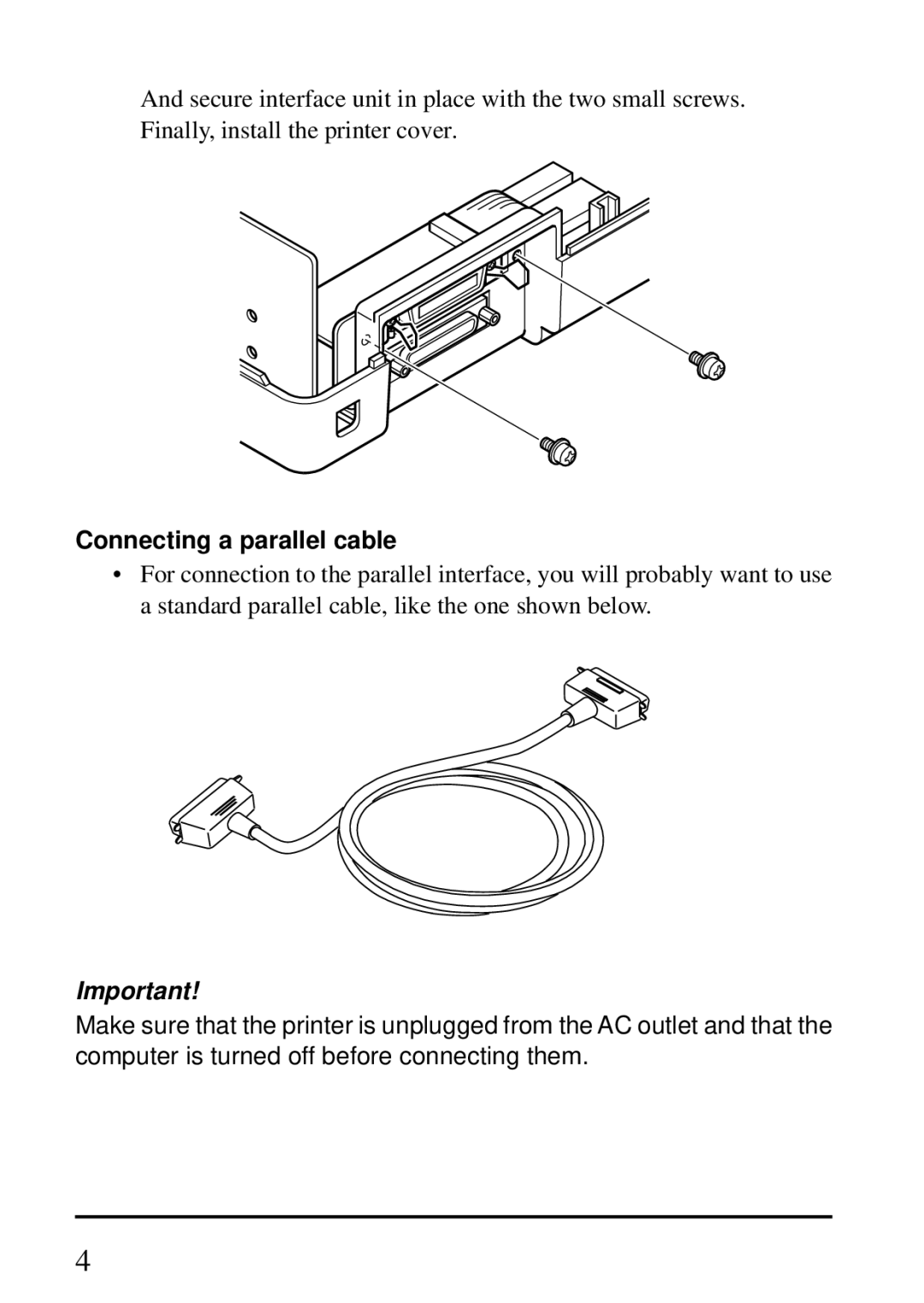 Star Micronics IP-NPC user manual Connecting a parallel cable 