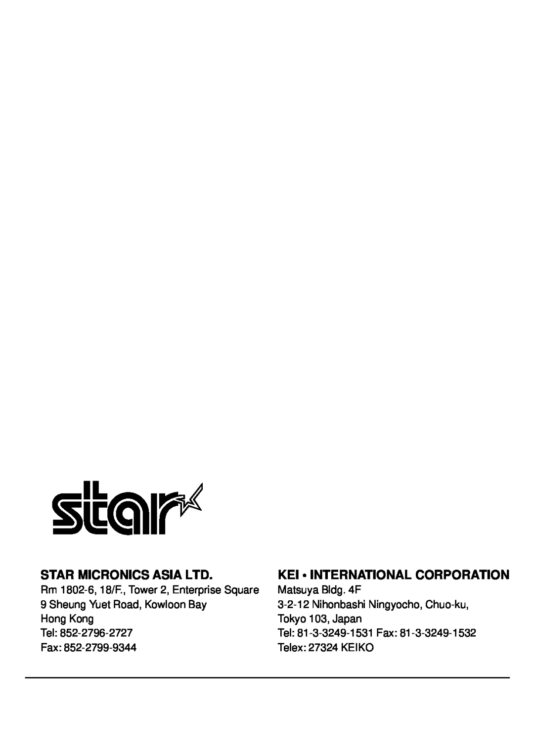Star Micronics IS-NP192 user manual Kei International Corporation 