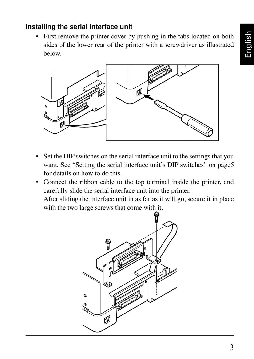 Star Micronics IS-NP192 user manual Installing the serial interface unit 