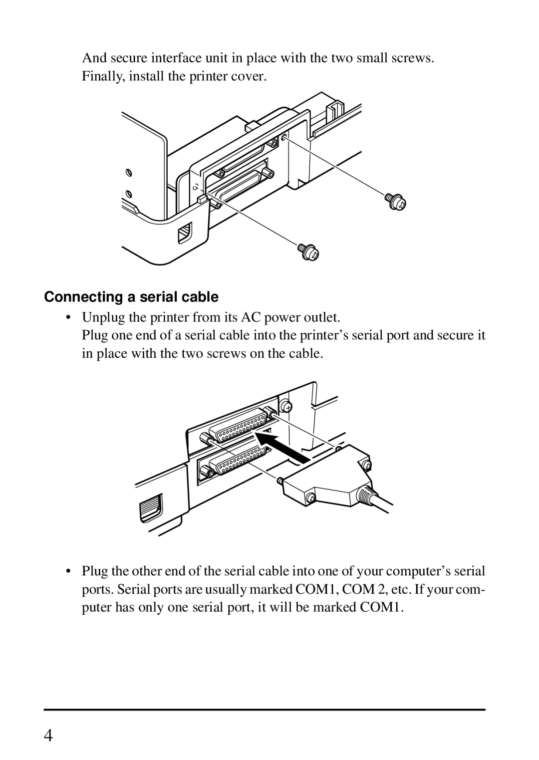 Star Micronics IS-NP192 user manual Connecting a serial cable 