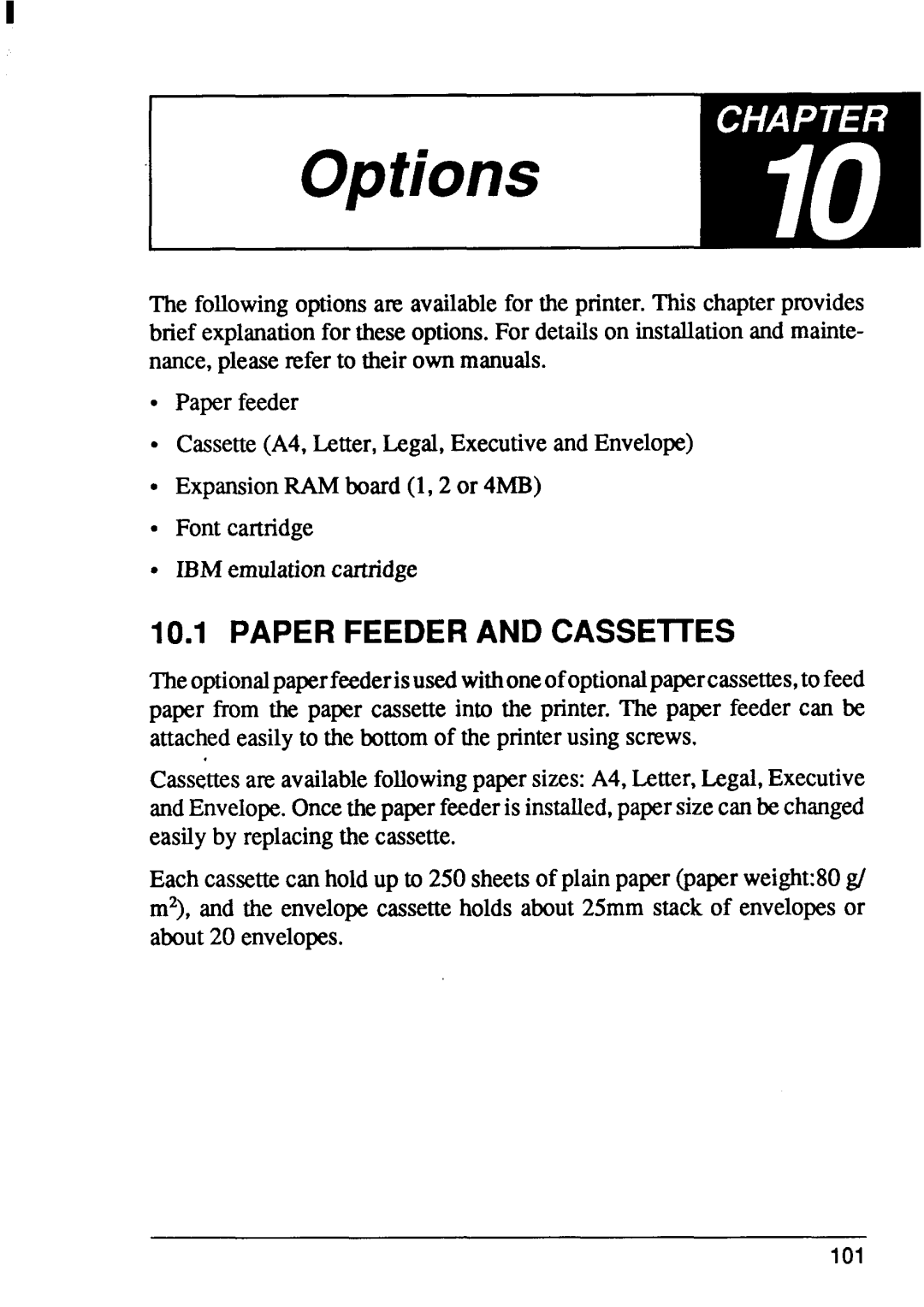 Star Micronics LaserPrinter4 manual Options, Paperfeederand 