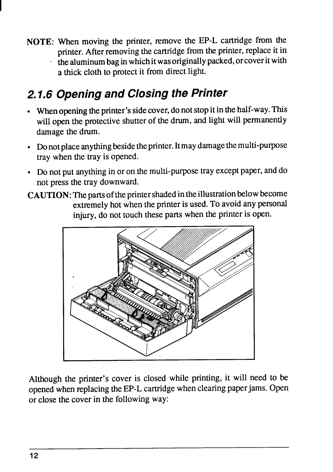 Star Micronics LaserPrinter4 manual Openingand Closingthe Printer 