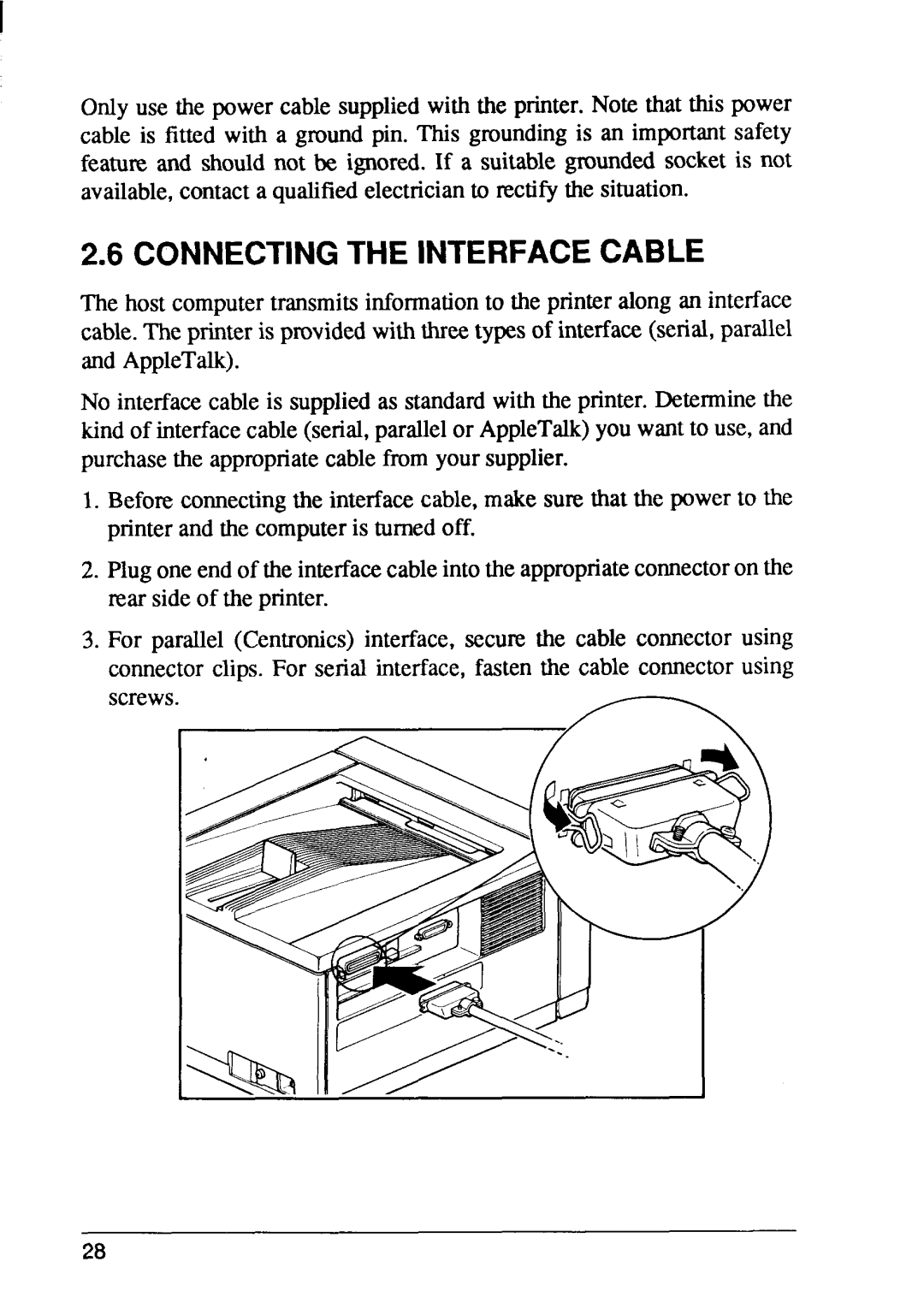 Star Micronics LaserPrinter4 manual Connectingthe Interfacecable, T p, T u a O t 