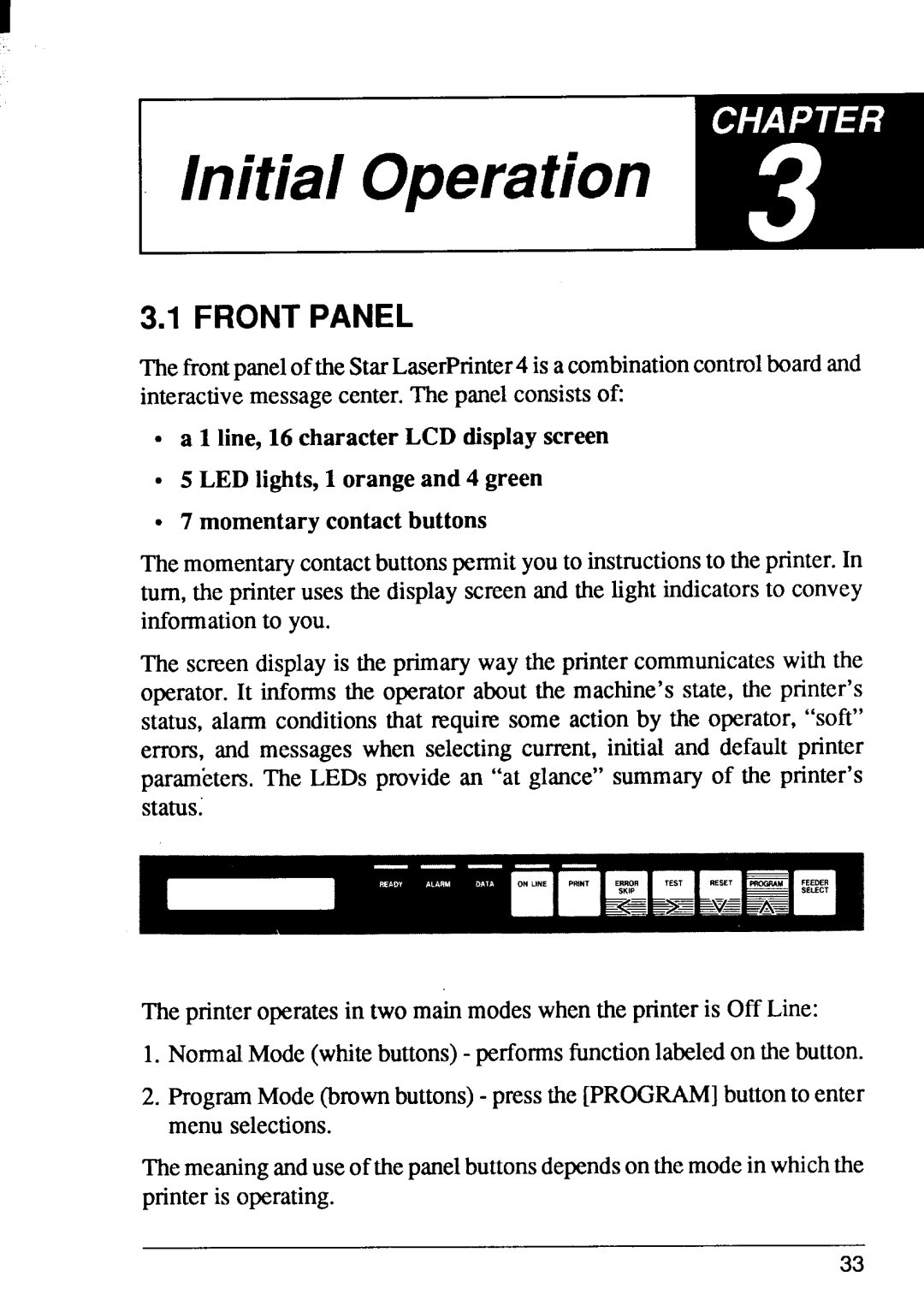 Star Micronics LaserPrinter4 manual Frontpanel, S L M m O t p M i w 