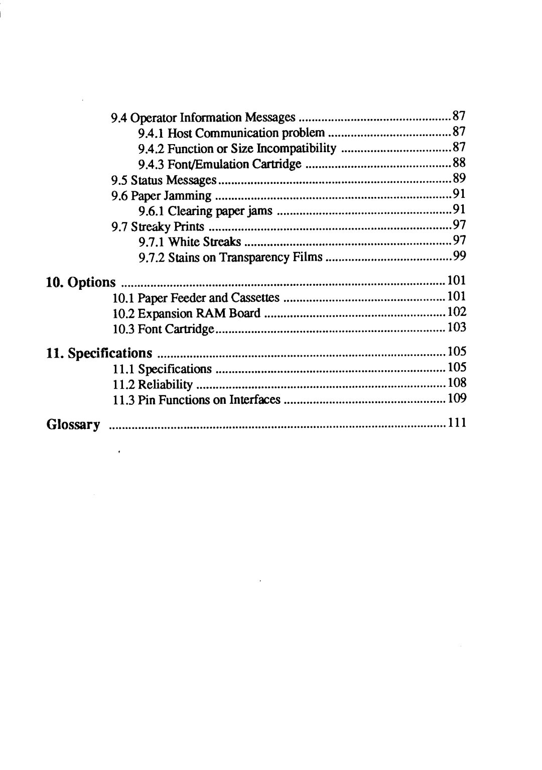 Star Micronics LaserPrinter4 2Functionor SizeIncompatibility, 2StainsonTransparencyFilms, 101, 102, 103, 105, 108, 109 