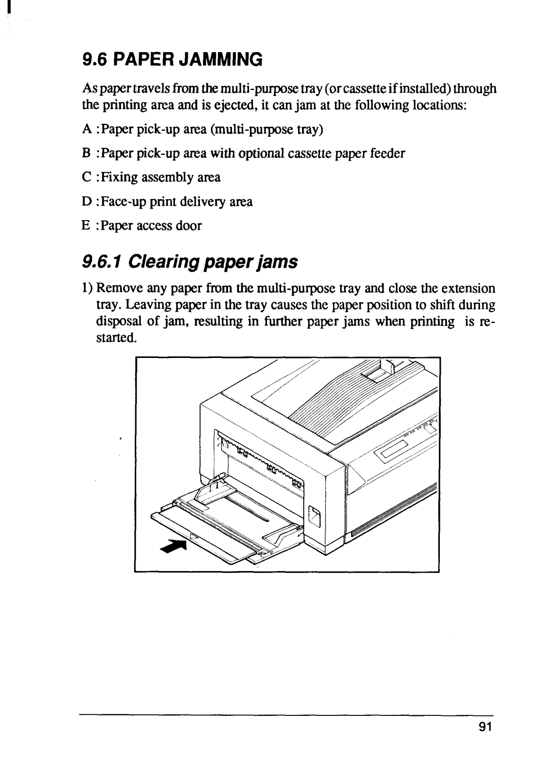 Star Micronics LaserPrinter4 manual Paperjamming, Clearingpaperjams 