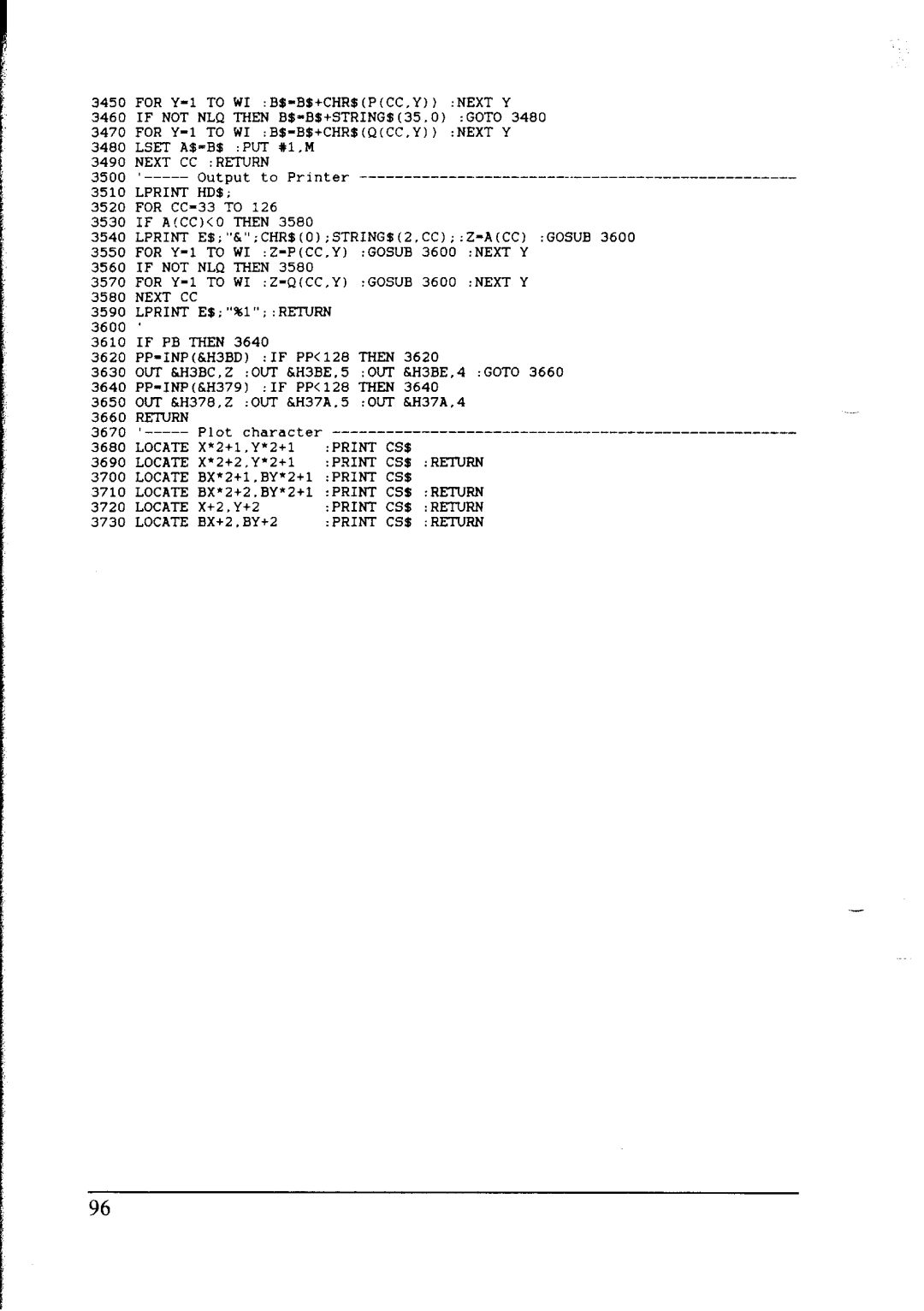 Star Micronics lC-10 user manual For BS=BO+CHR$PCC,Y Next Y 