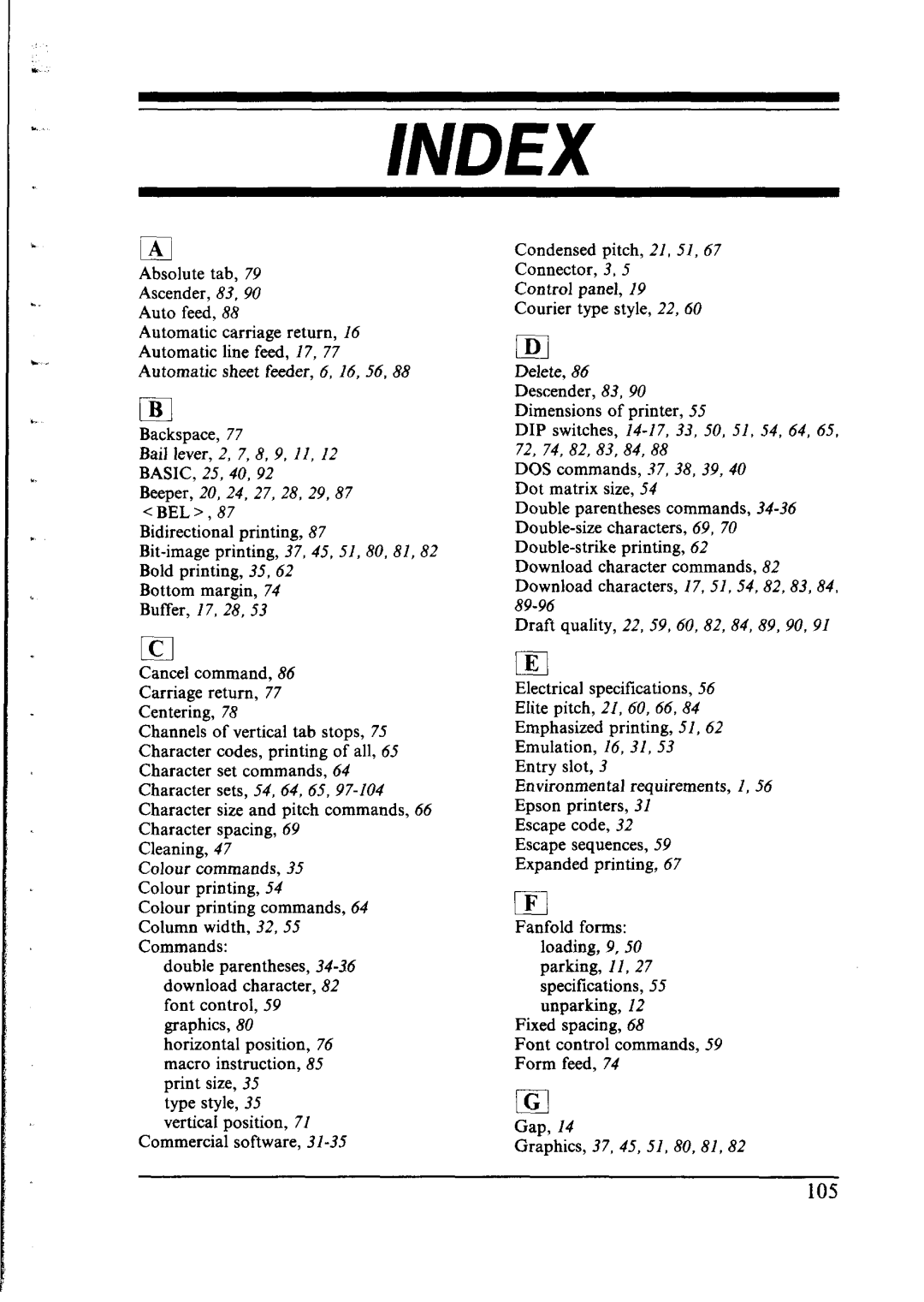 Star Micronics lC-10 user manual Index 