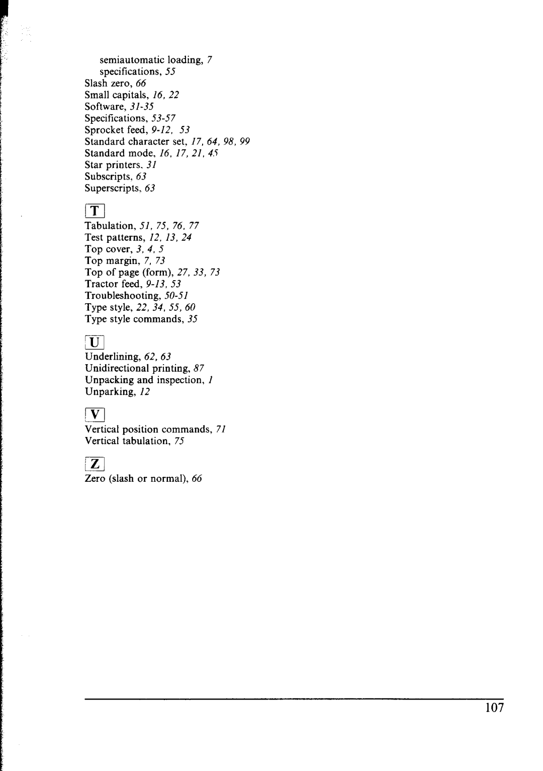 Star Micronics lC-10 user manual Tabulation, 51, 75, 76 