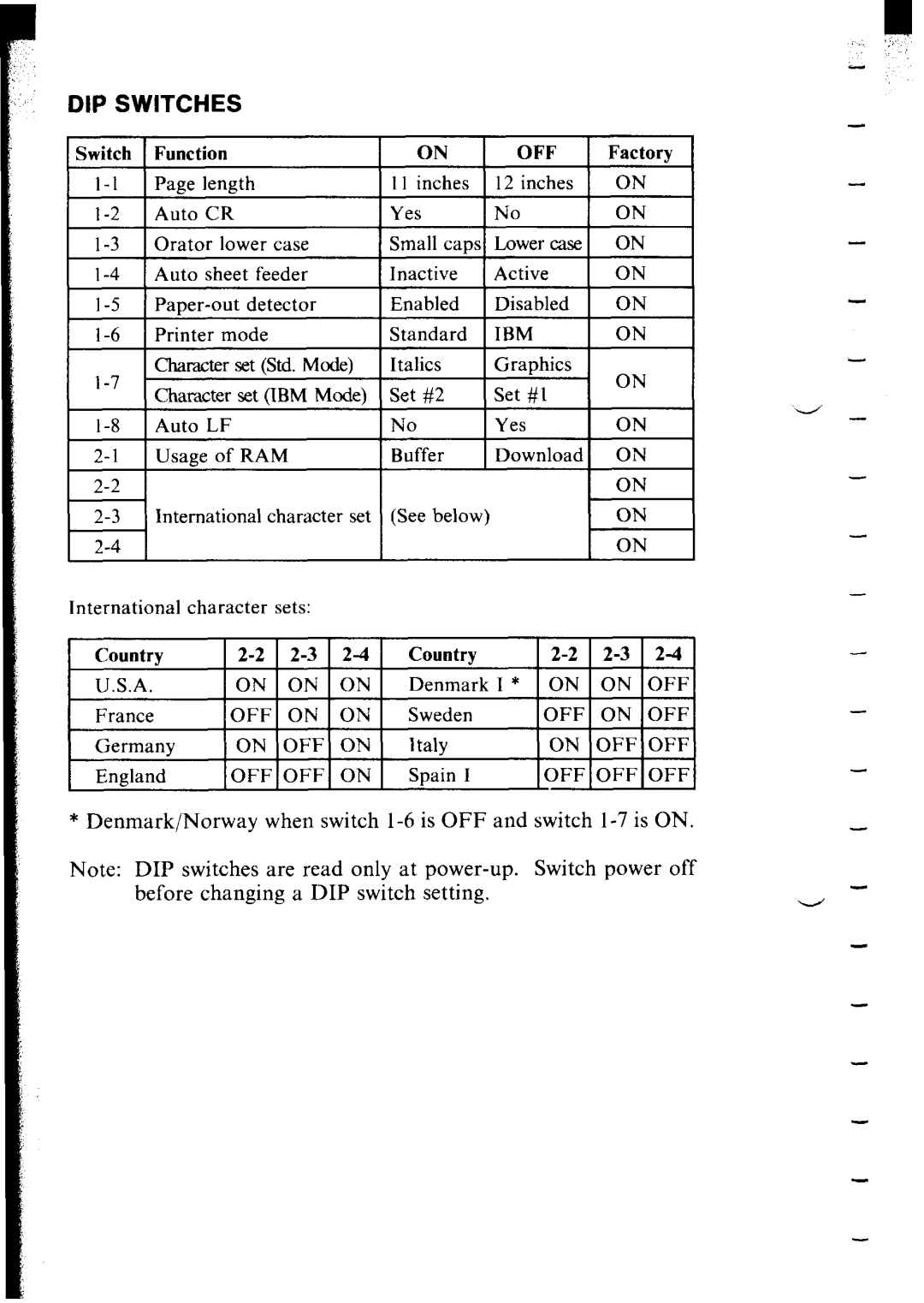 Star Micronics lC-10 user manual DIP Switches 