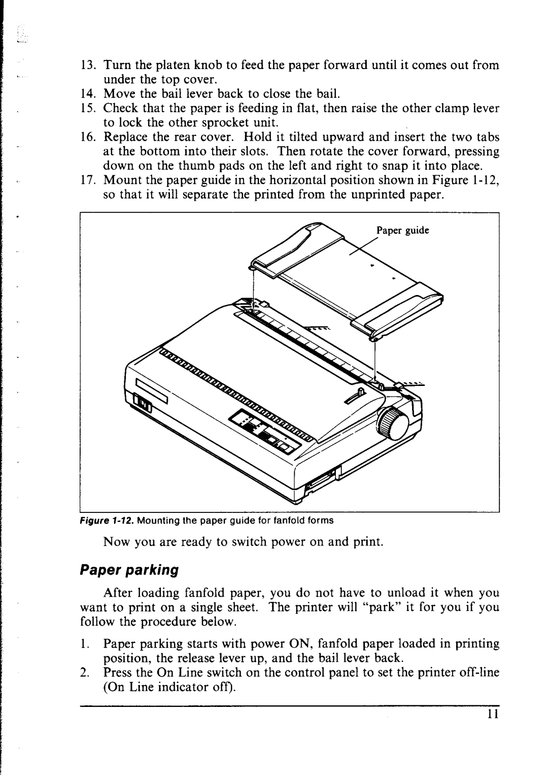 Star Micronics lC-10 user manual Paper parking 