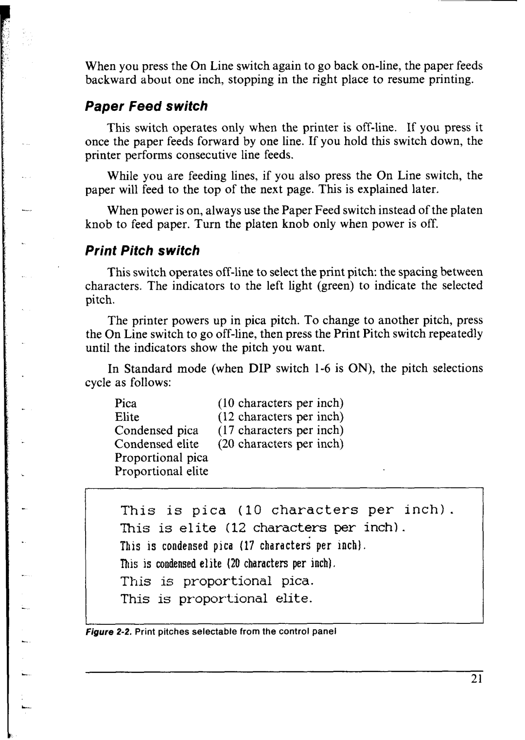 Star Micronics lC-10 user manual Paper Feed switch 