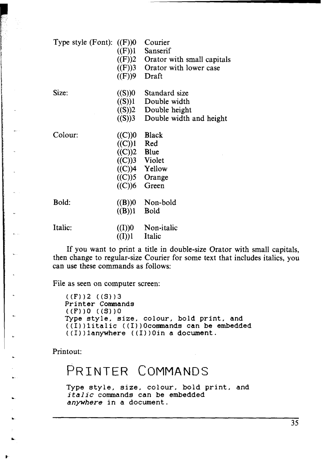 Star Micronics lC-10 user manual Printer Commands 